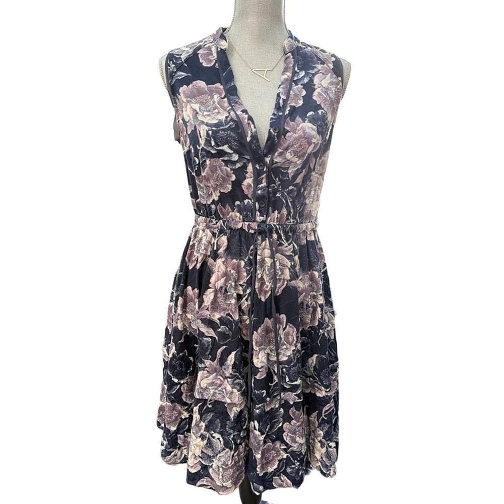 Dark floral v-neck fit flare dress moody small bloomcore dark coquette whimsy
